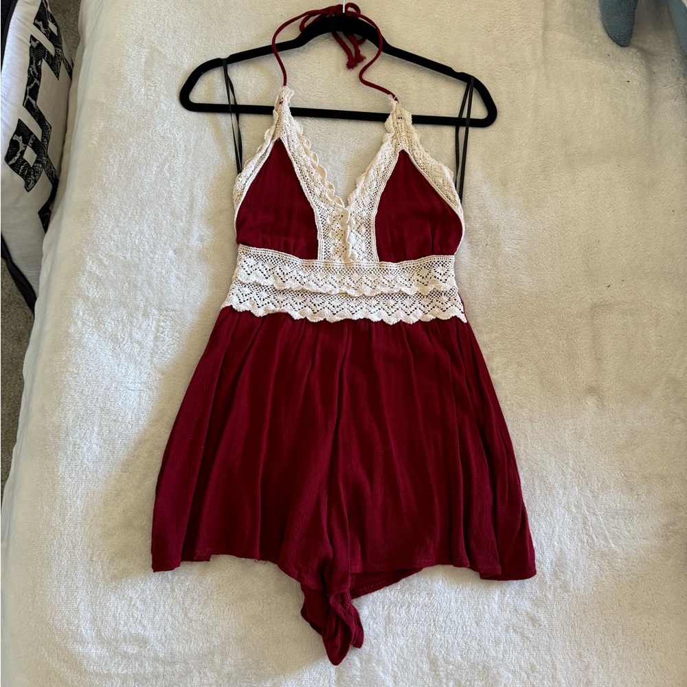 Dark Red Romper